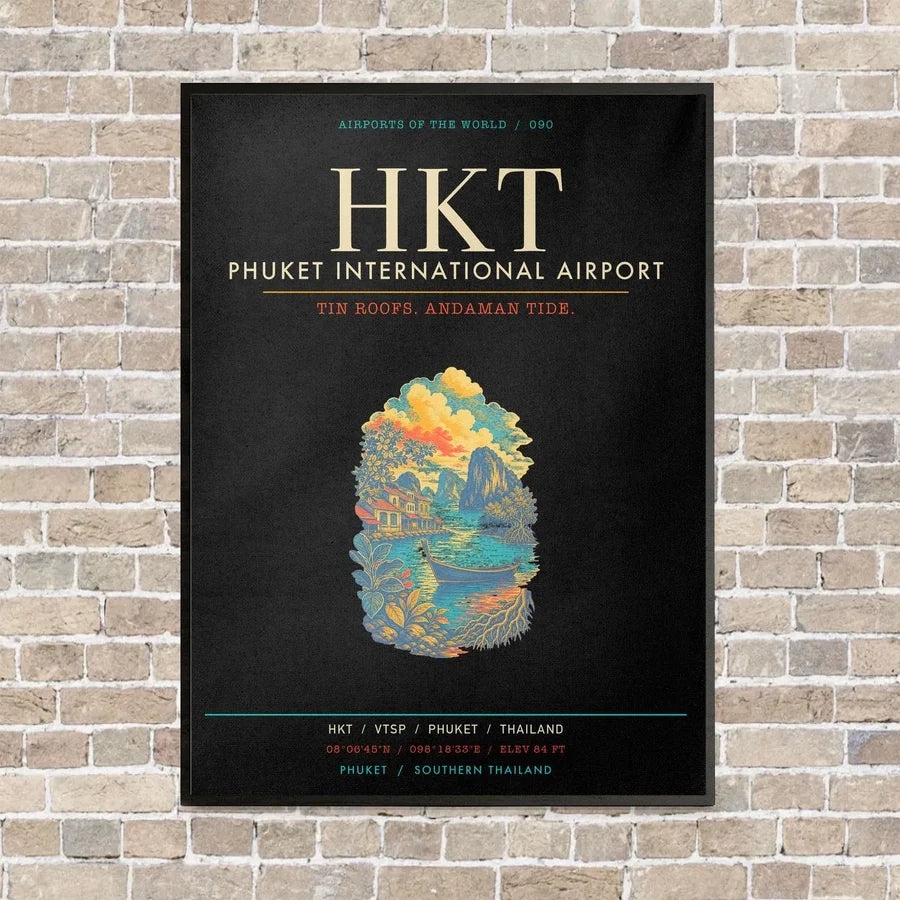 Phuket International Airport HKT - Canvas Framed - Black
