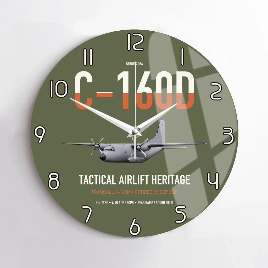 Transall C-160D design on green army no frame wall clock