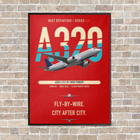 Thumbnail for Airbus A320 vertical canvas print - framed - red background