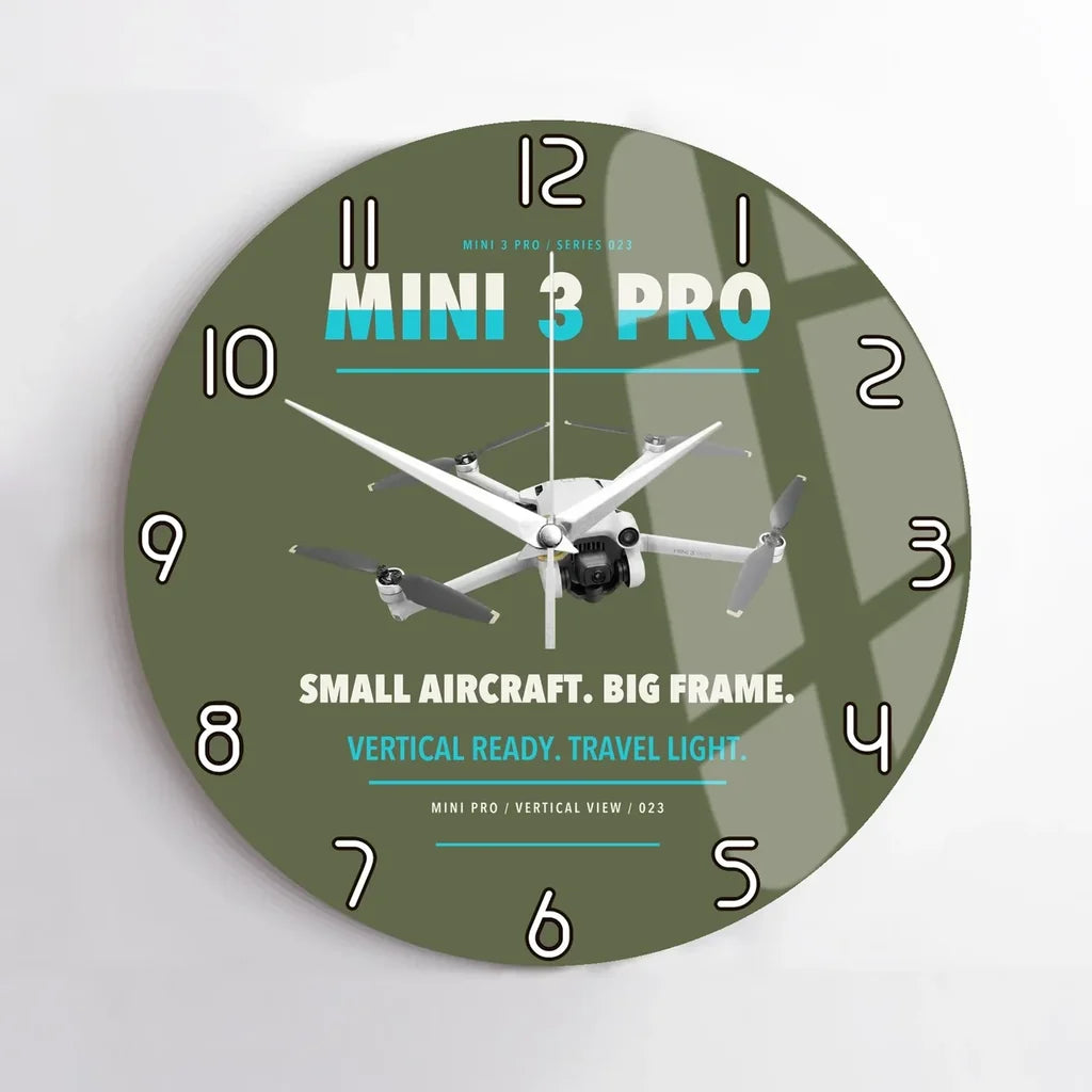DJI Mini 3 Pro design on green army no frame wall clock