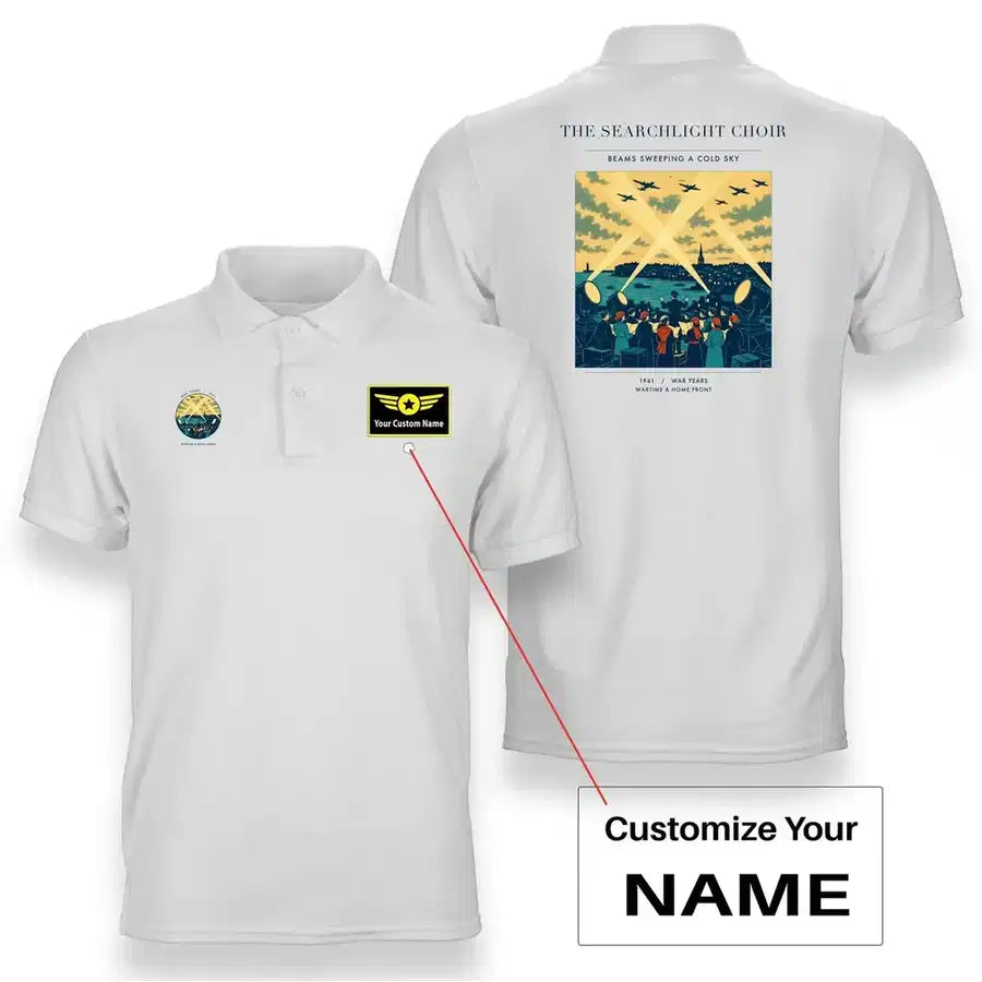VINTAGE G4504 - The Searchlight Choir - Double-Side Polo T-Shirt design on white+name