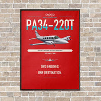 Thumbnail for Piper PA-34-220T Seneca V vertical canvas print - framed - red background