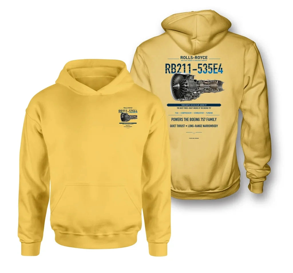 RB211-535E4 design on yellow hoodie