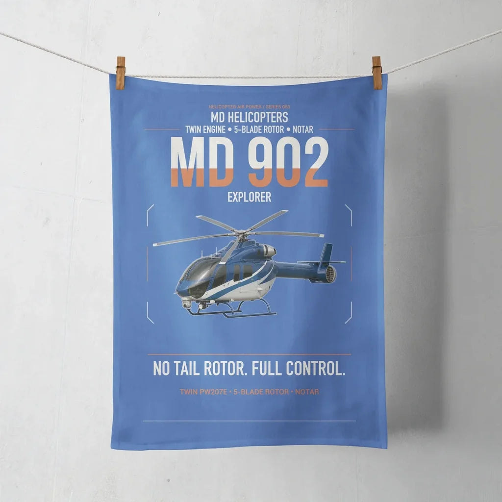 MD Helicopters MD 902 Explorer design on blue towel