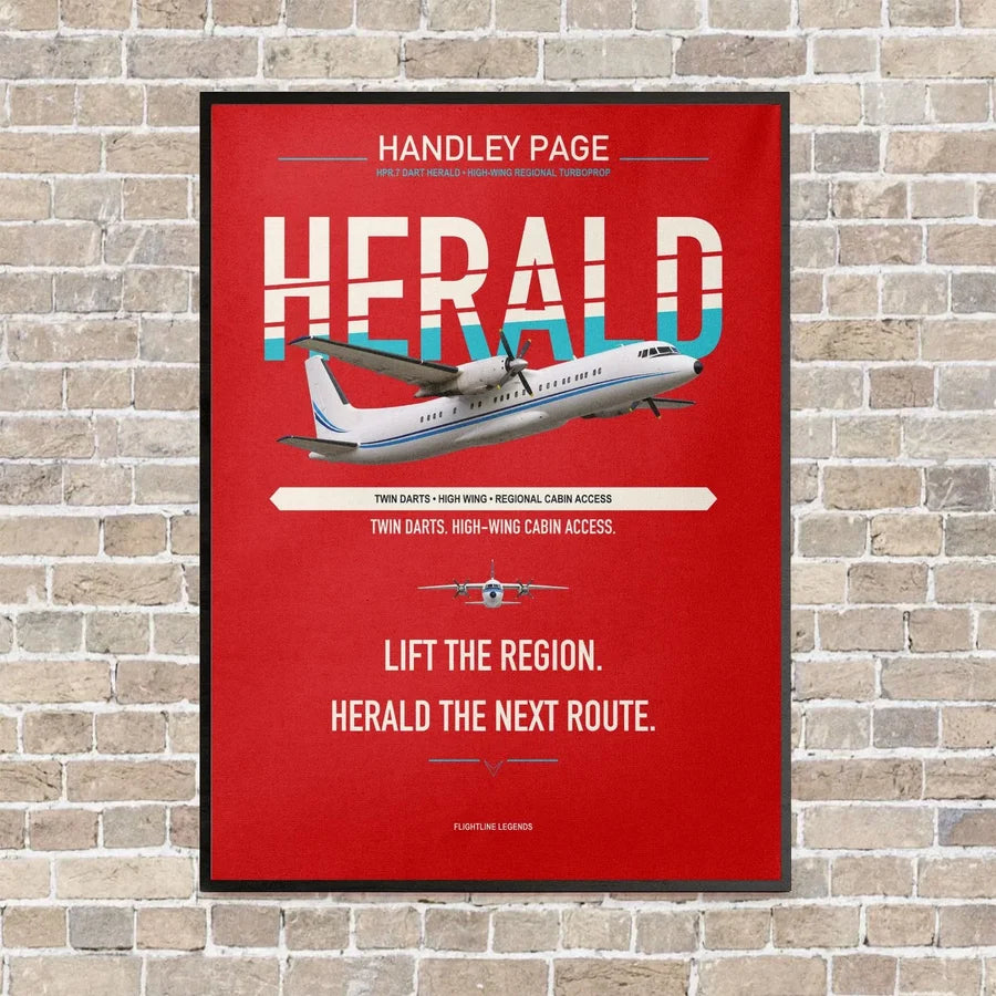 Handley Page HPR.7 Dart Herald vertical canvas print - framed - red background