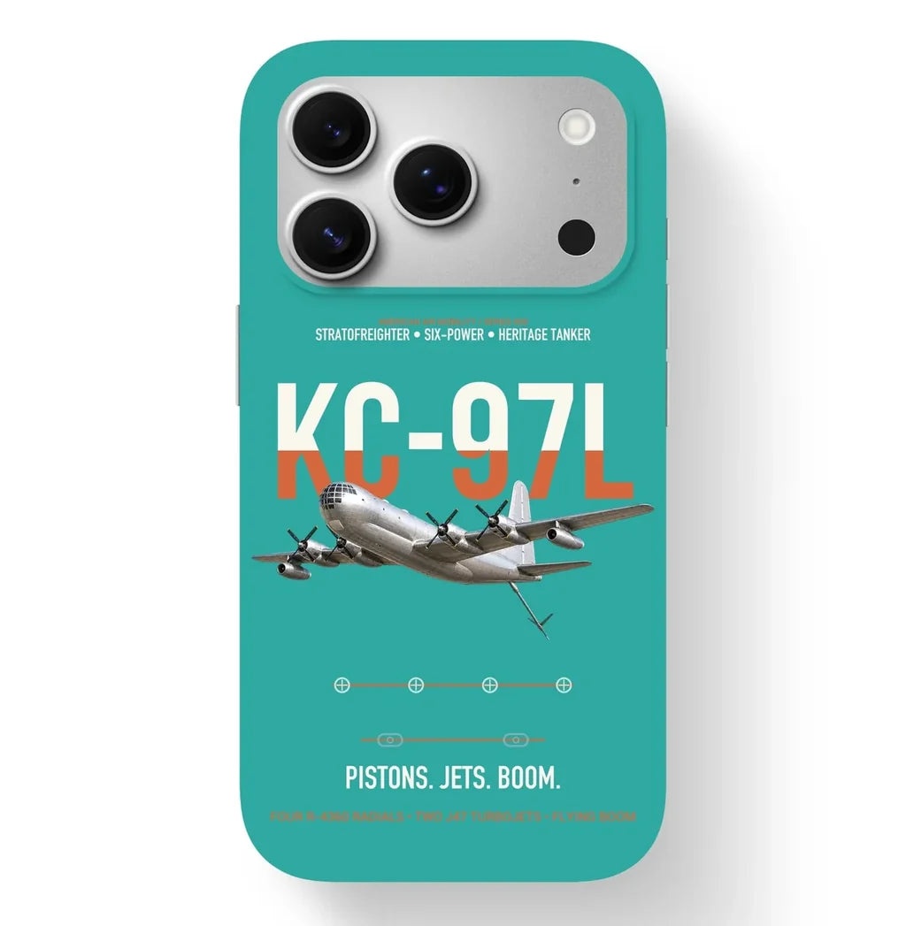 KC-97L STRATOFREIGHTER design on turquoise magsafe iphone case, for iPhone 17 Pro