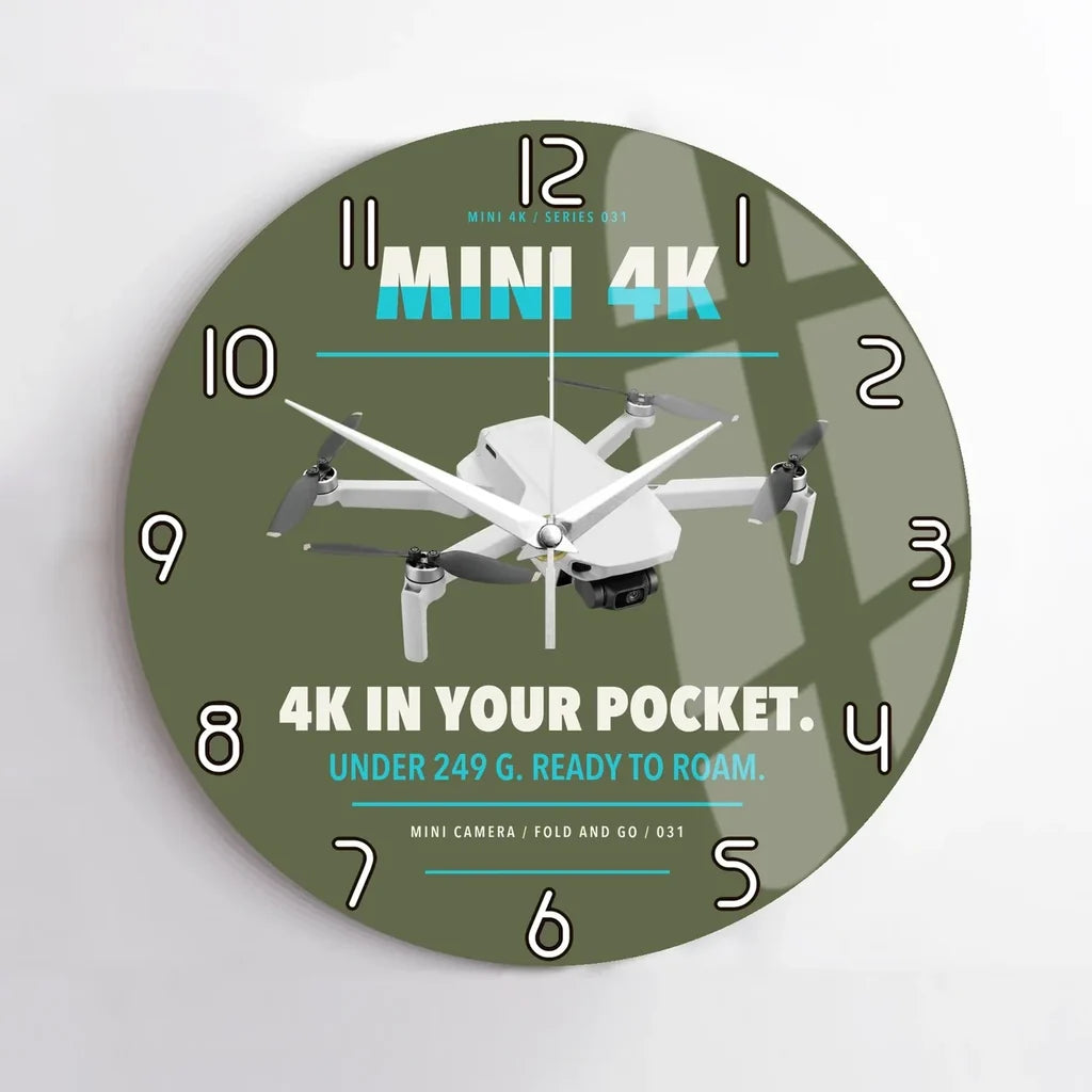 DJI Mini 4K design on green army no frame wall clock