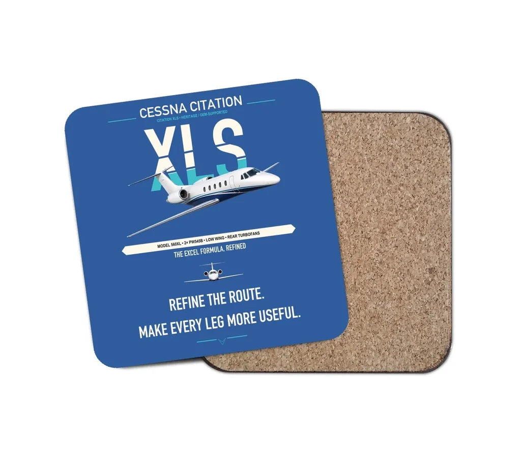 Cessna Citation XLS design on blue 1 piece coaster