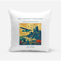 Thumbnail for VINTAGE G4447 - The Clifftop Castle Pass - Designed Pillows design on white