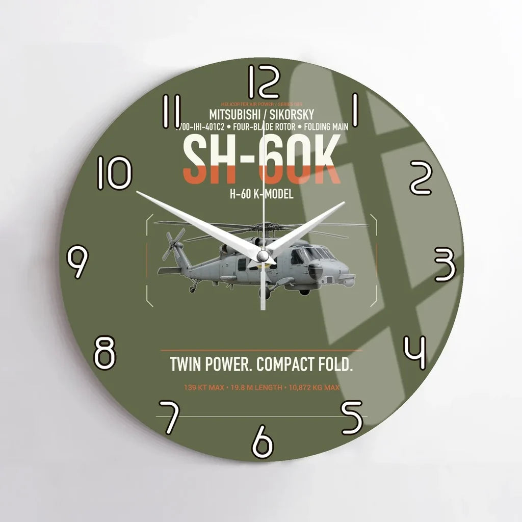 Mitsubishi Sikorsky SH-60K design on green army no frame wall clock