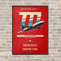 Thumbnail for Boeing 777-200ER vertical canvas print - framed - red background