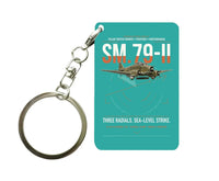 Thumbnail for Savoia-Marchetti SM.79-II Sparviero design on turquoise designed key chain, double-side print