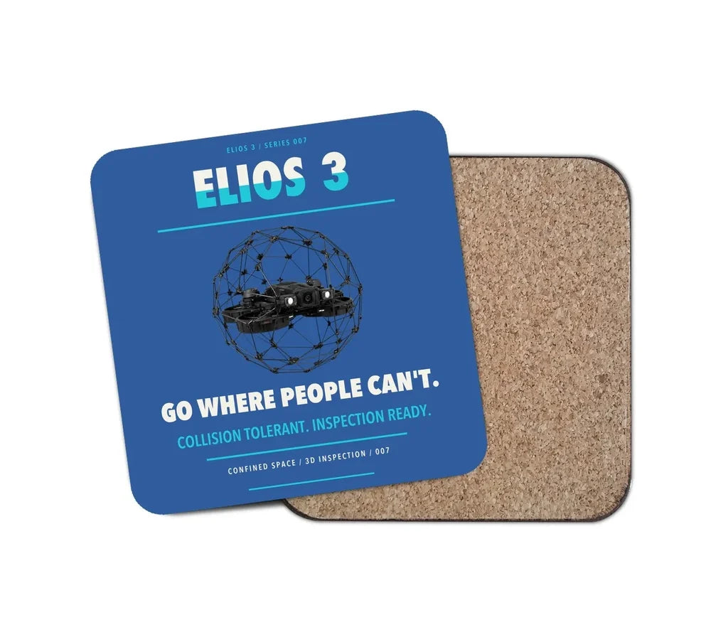 Flyability Elios 3 design on blue 1 piece coaster