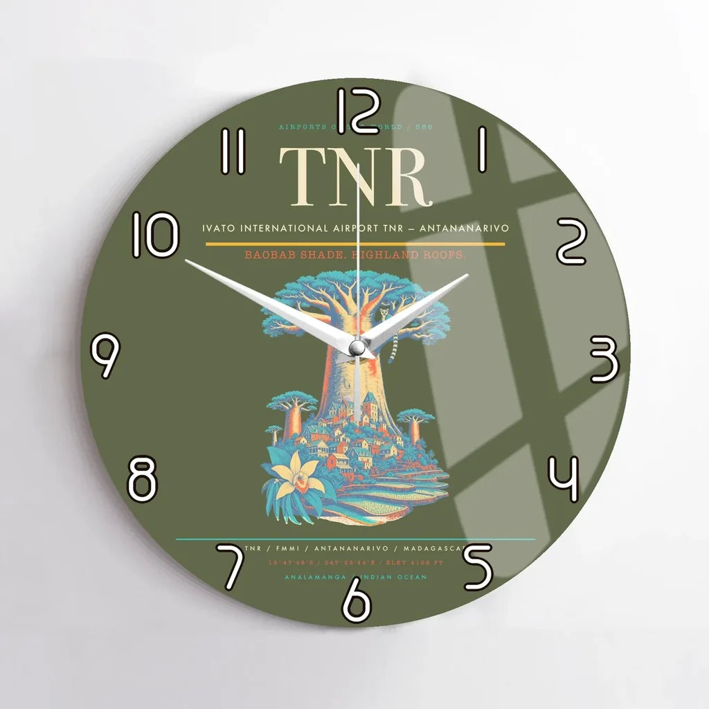 Ivato International Airport (TNR) design on green army no frame wall clock
