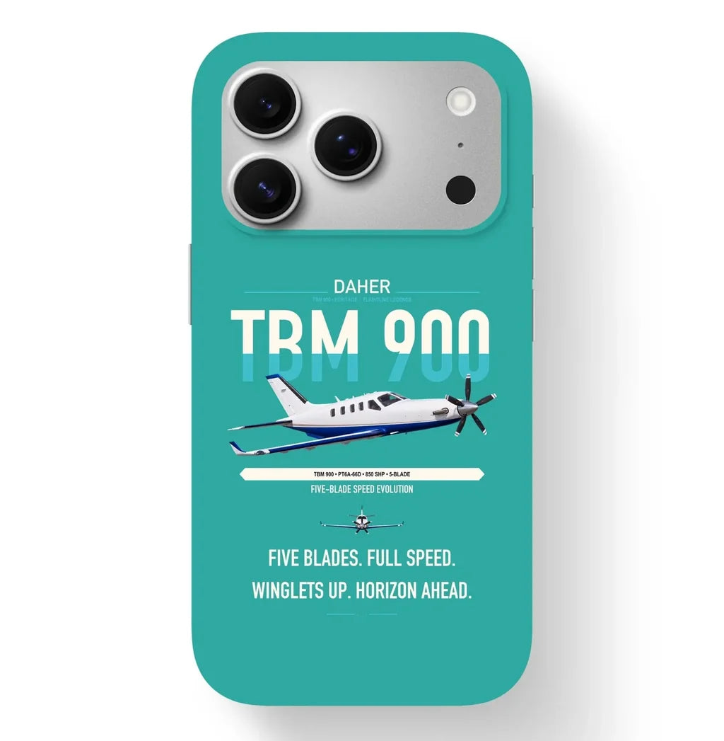 Daher TBM 900 design on turquoise magsafe iphone case, for iPhone 17 Pro