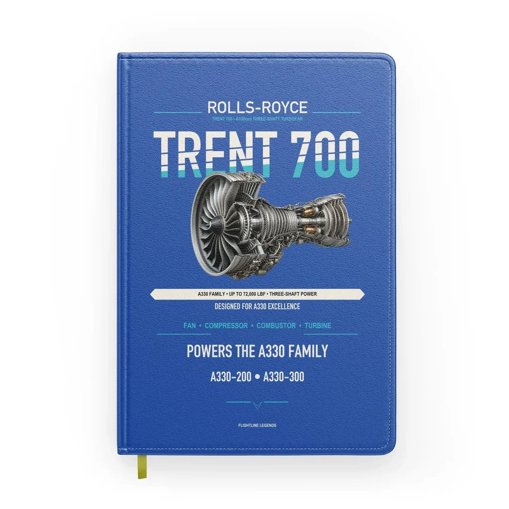 TRENT 700 design on blue notebook