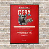 Thumbnail for GE9X vertical canvas print - framed - red background