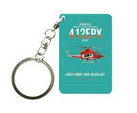 Thumbnail for SUBARU Bell 412EPX design on turquoise designed key chain, double-side print