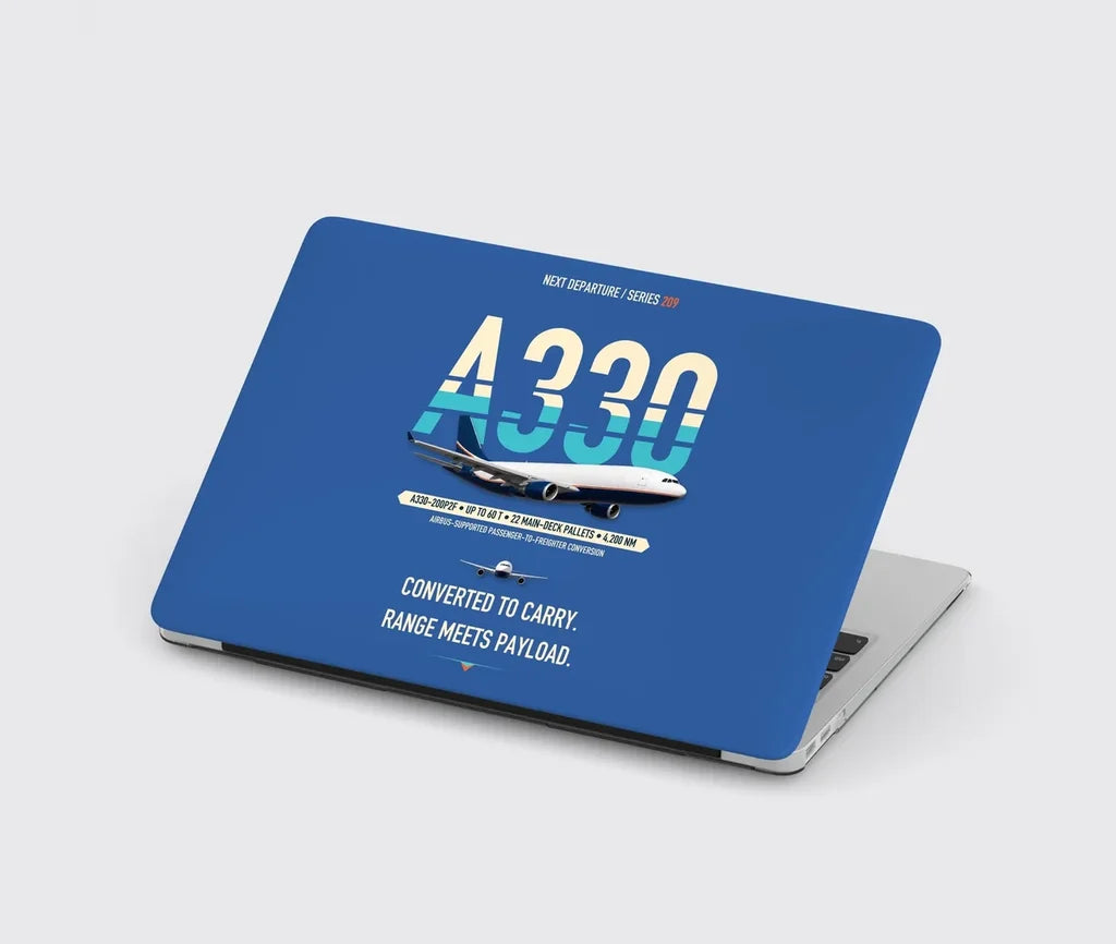 Airbus A330-200P2F design on blue MacBook case