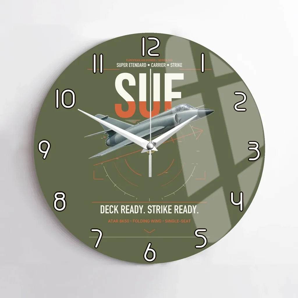Dassault Super Étendard design on green army no frame wall clock