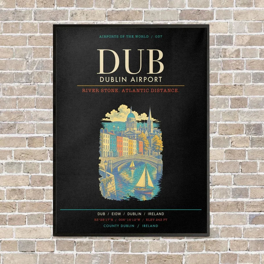 Dublin Airport DUB - Canvas Framed - Black