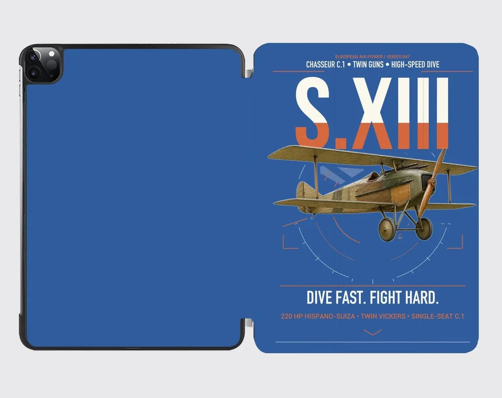 SPAD S.XIII C.1 design on blue ipad tablet case