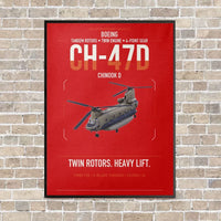 Thumbnail for Boeing CH-47D vertical canvas print - framed - red background