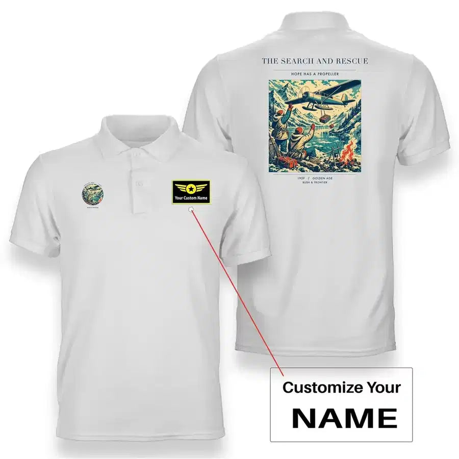 VINTAGE G4052 - The Search And Rescue - Double-Side Polo T-Shirt design on white+name