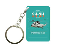 Thumbnail for Sikorsky SH-3H Sea King design on turquoise designed key chain, double-side print