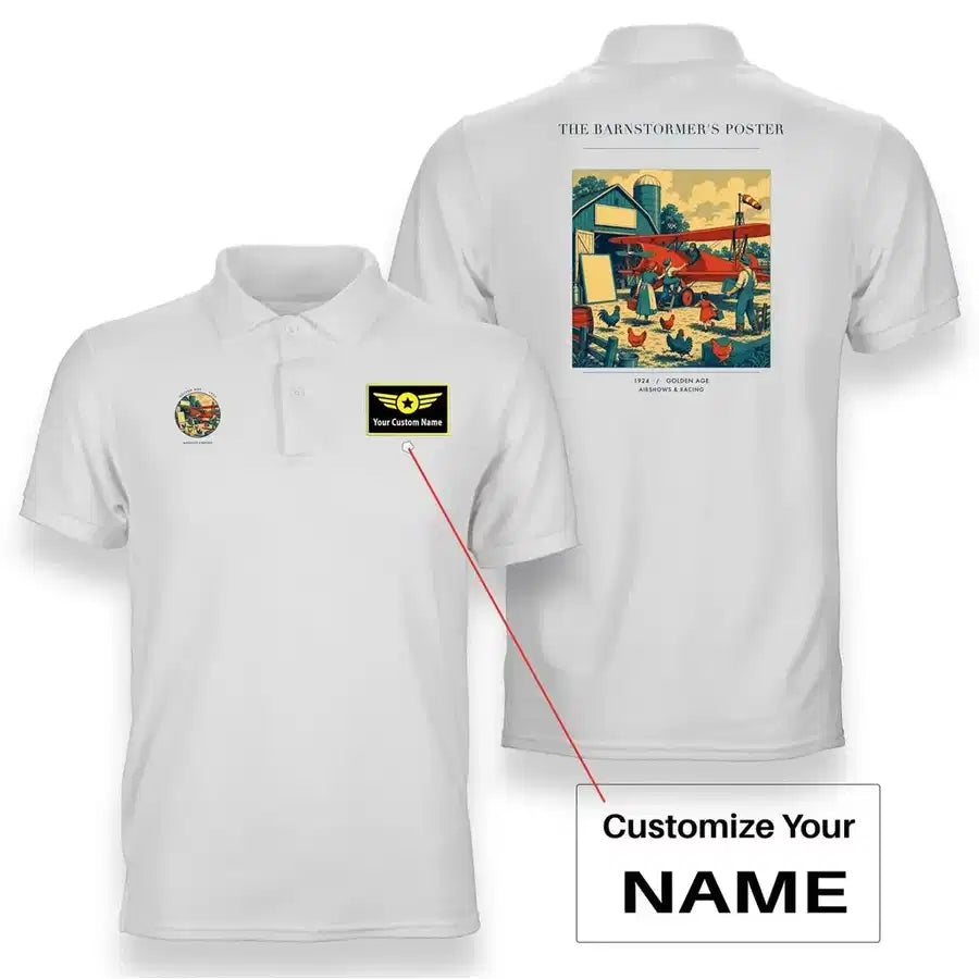 VINTAGE G4165 - The Barnstormer's Poster - Double-Side Polo T-Shirt design on white+name