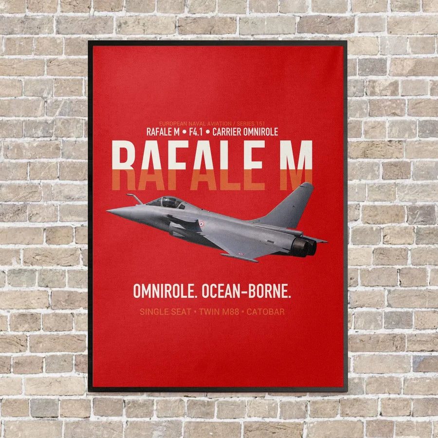Dassault Rafale M F4.1 Carrier Omnirole Network vertical canvas print - framed - red background