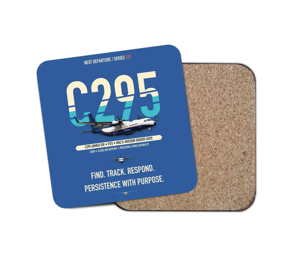 Airbus C295 Armed ISR design on blue 1 piece coaster