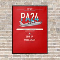 Thumbnail for Piper PA-24-250 Comanche 250 vertical canvas print - framed - red background
