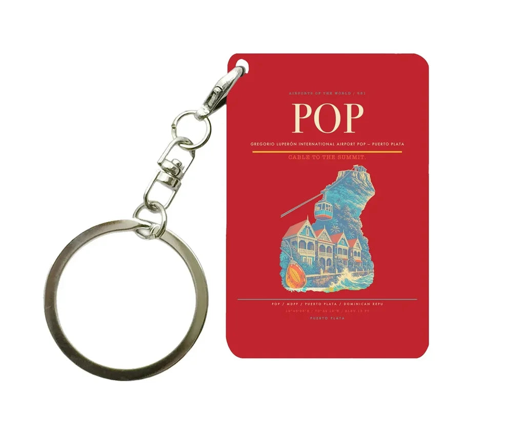 Gregorio Luperón International Airport (POP) design on red key chain