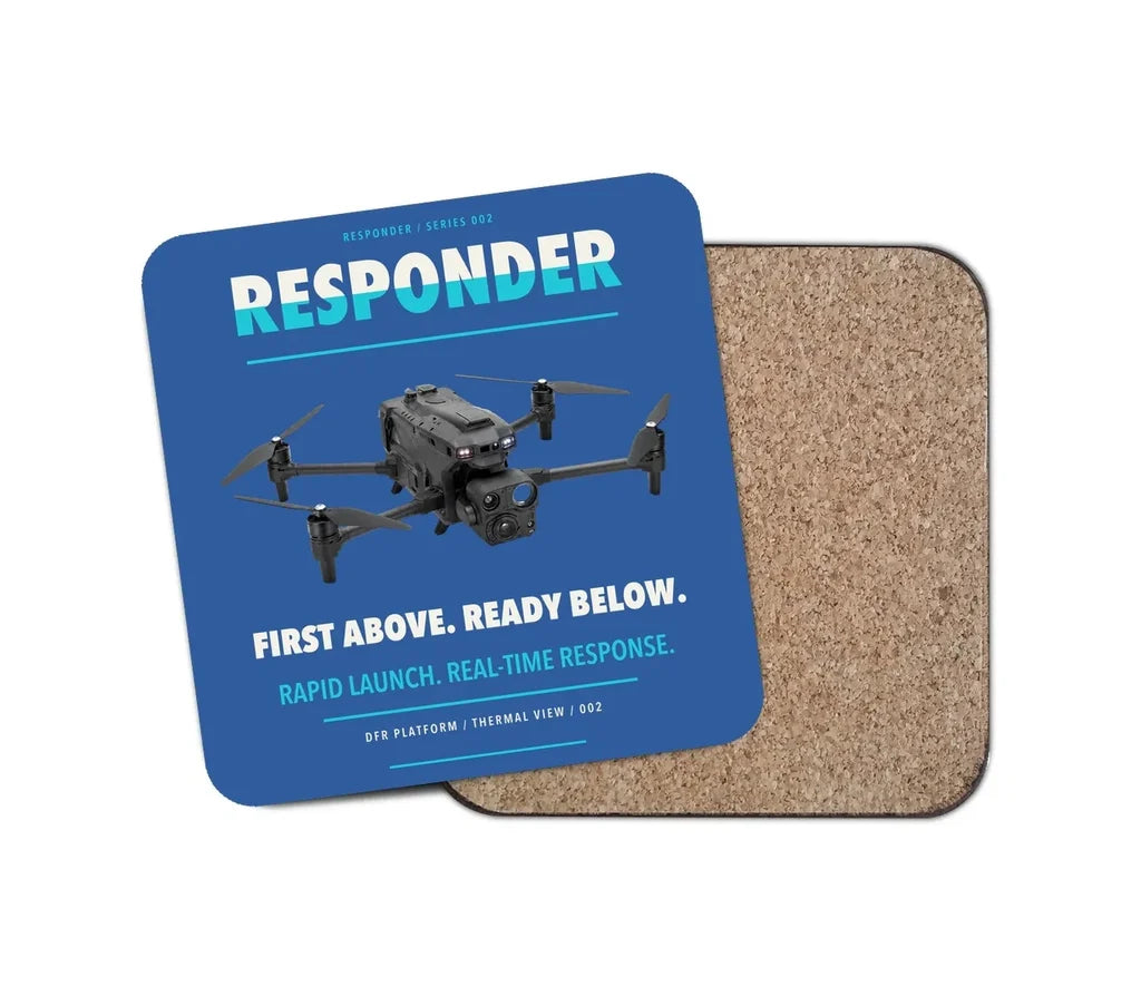 BRINC Responder design on blue 1 piece coaster