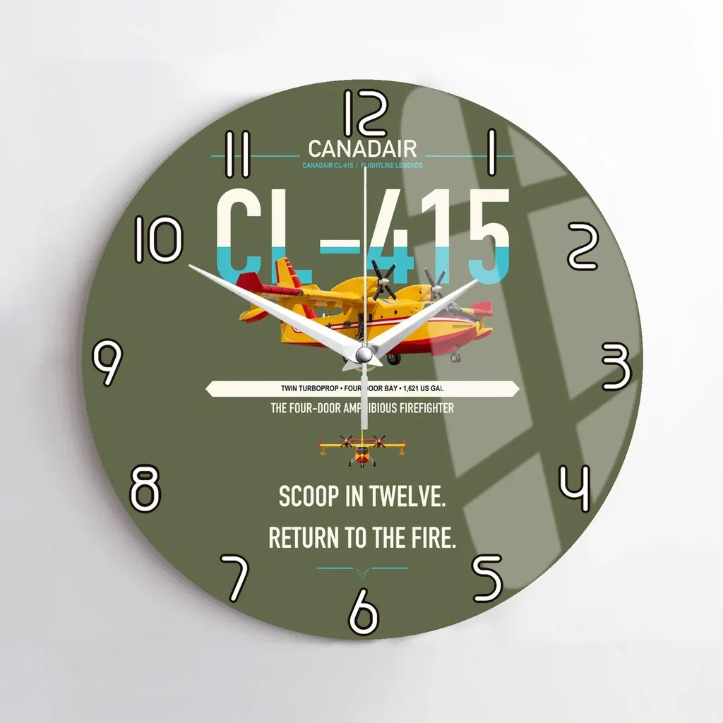 Canadair CL-415 design on green army no frame wall clock