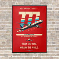 Thumbnail for Boeing 777-9 vertical canvas print - framed - red background