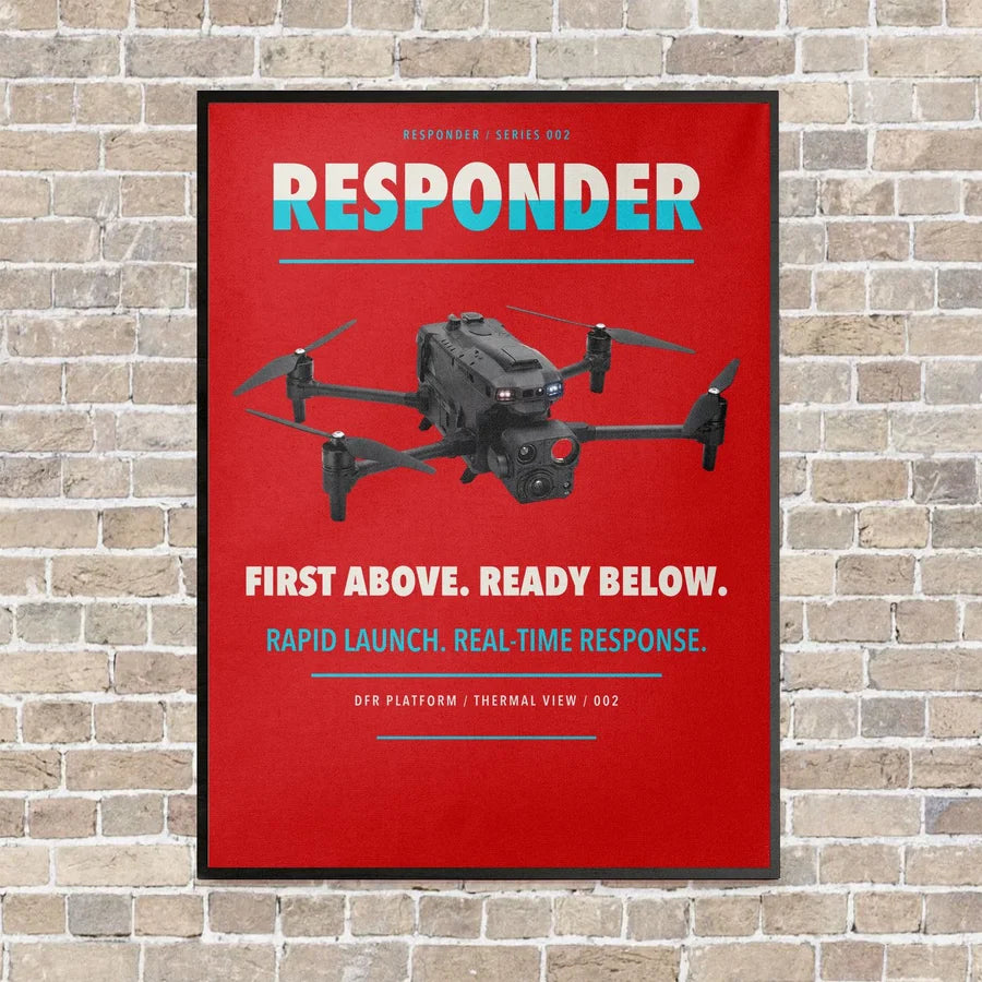 BRINC Responder vertical canvas print - framed - red background