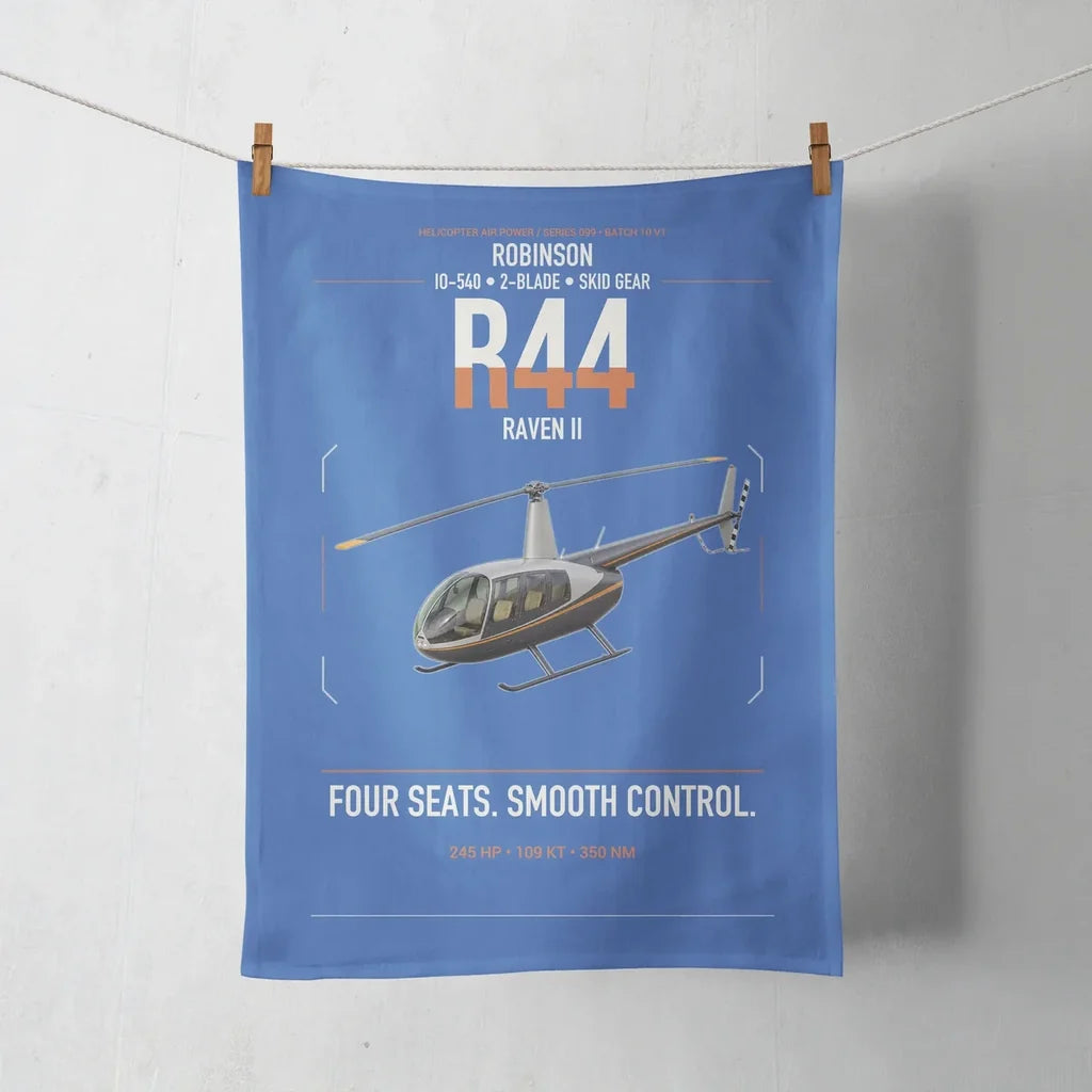 Robinson R44 Raven II design on blue towel