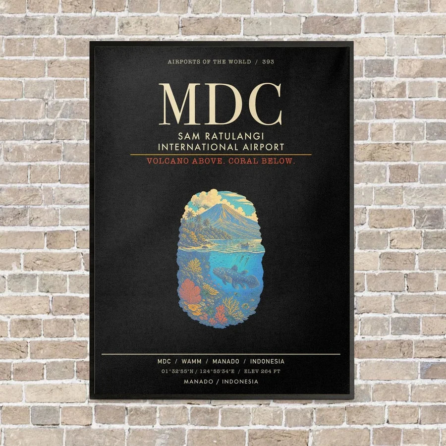 Sam Ratulangi International Airport MDC - Canvas Framed - Black