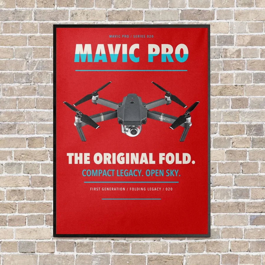 DJI Mavic Pro vertical canvas print - framed - red background