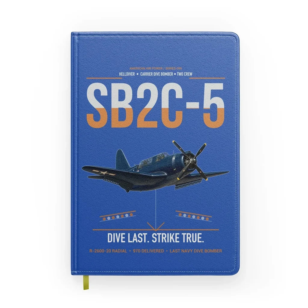 SB2C-5 Helldiver design on blue notebook