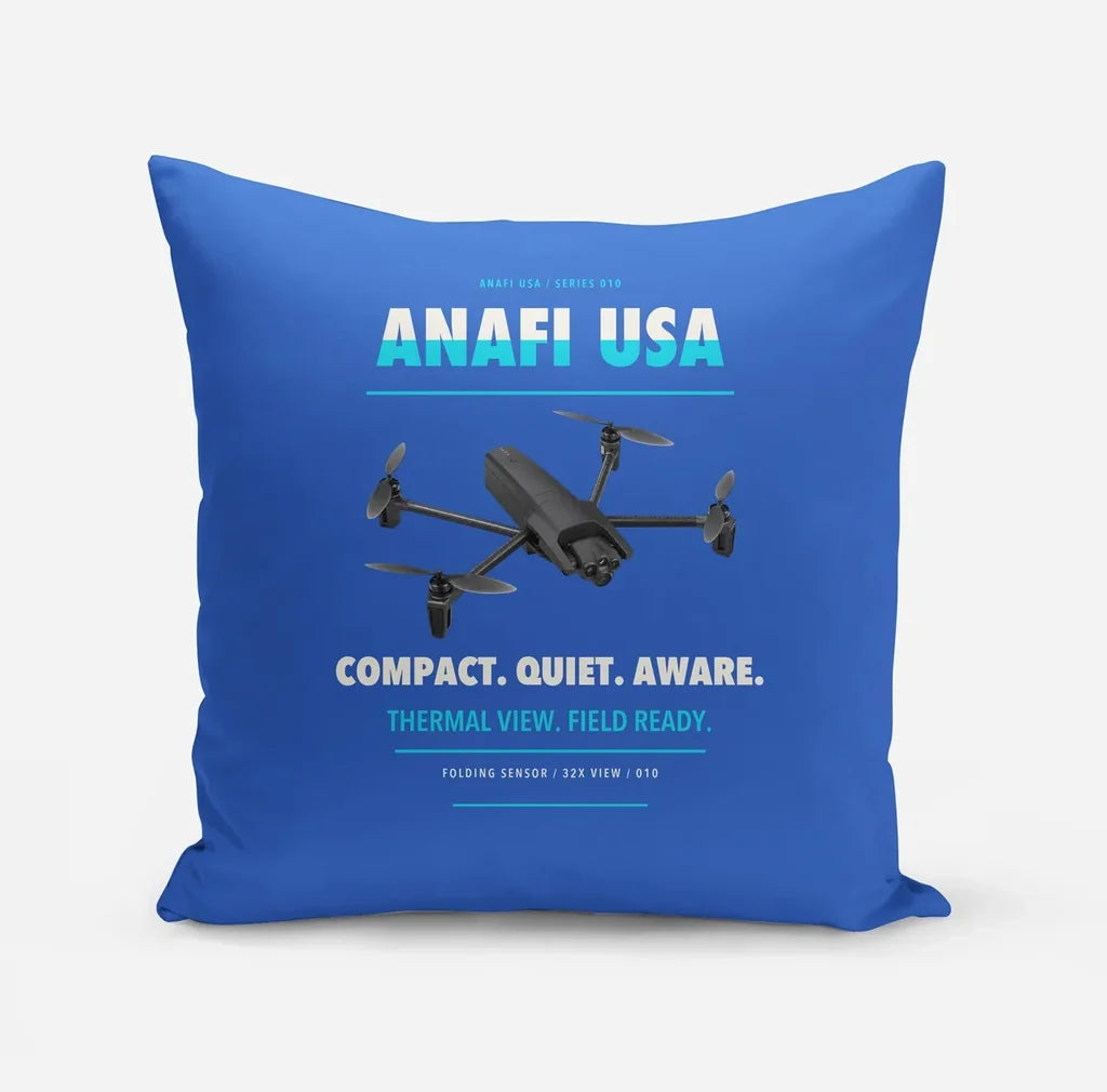 Parrot ANAFI USA design on blue pillow