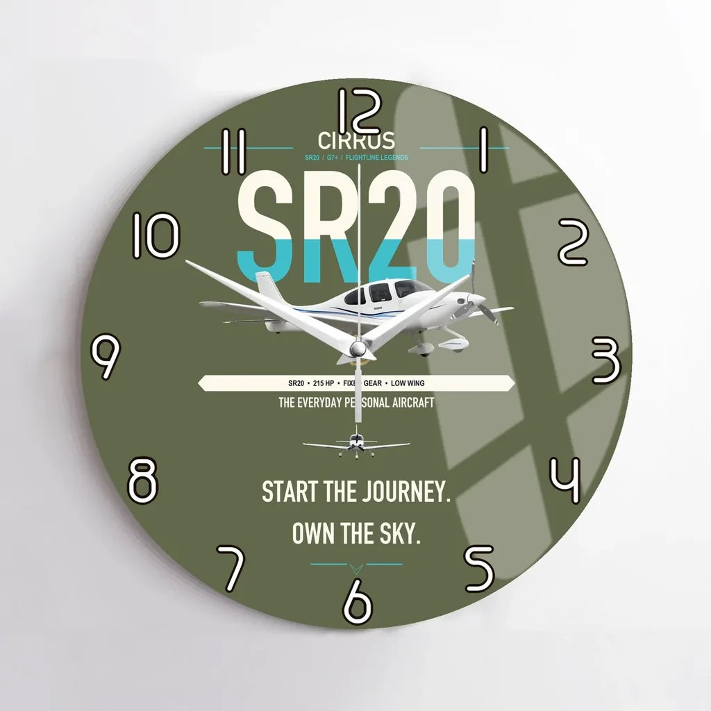 Cirrus SR20 design on green army no frame wall clock