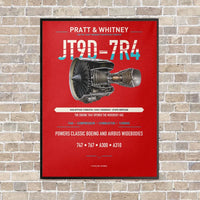 Thumbnail for JT9D-7R4 vertical canvas print - framed - red background