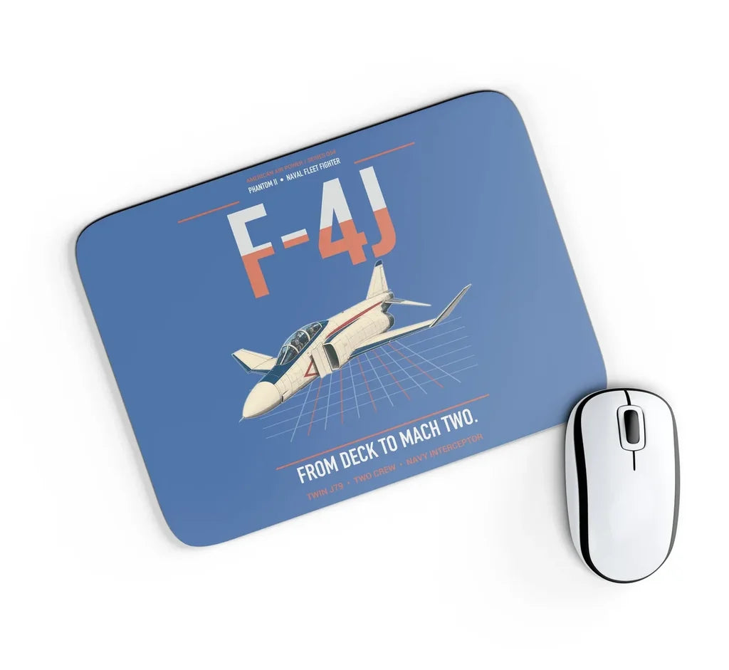 F-4J Phantom II design on blue rectangle mouse pad