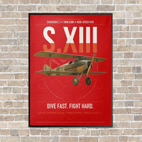Thumbnail for SPAD S.XIII C.1 vertical canvas print - framed - red background