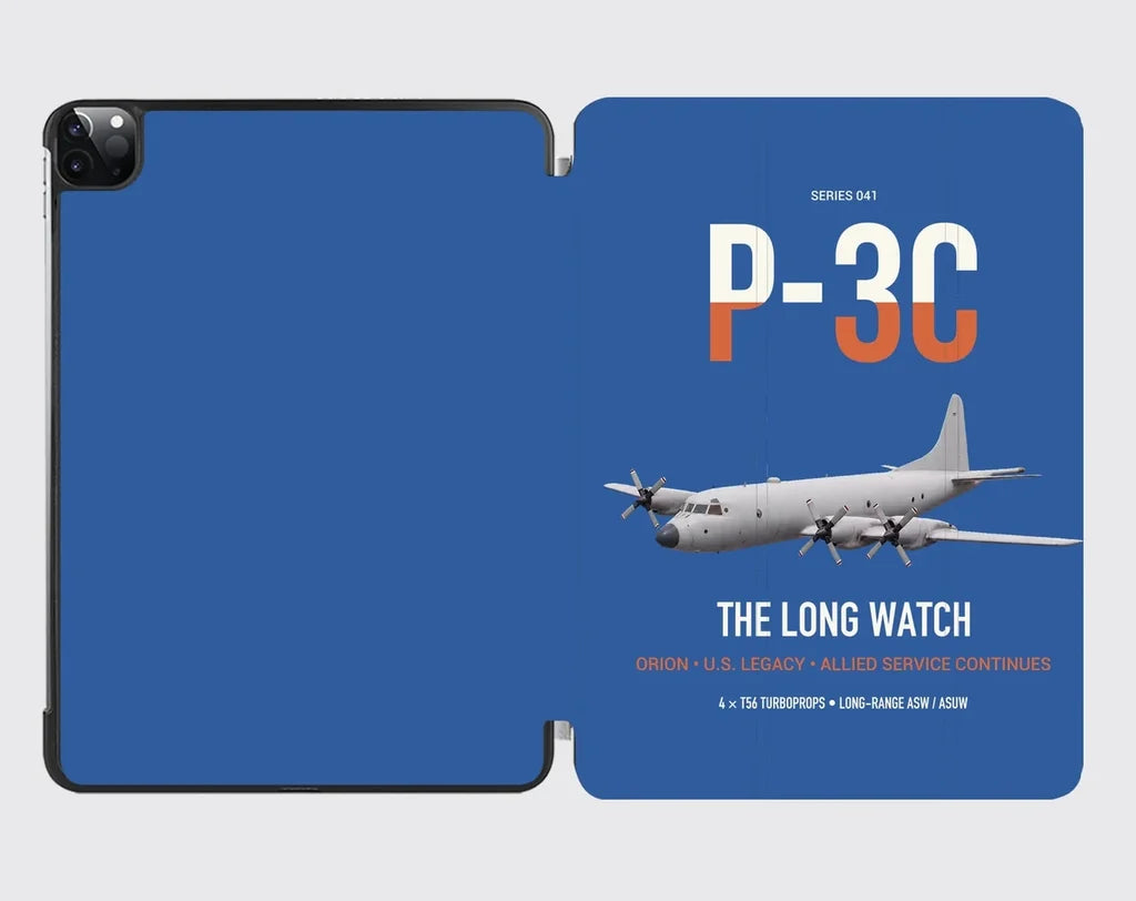 P-3C Orion design on blue ipad tablet case