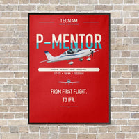 Thumbnail for Tecnam P-Mentor vertical canvas print - framed - red background