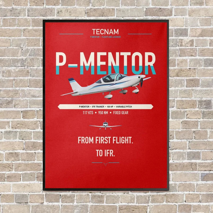 Tecnam P-Mentor vertical canvas print - framed - red background